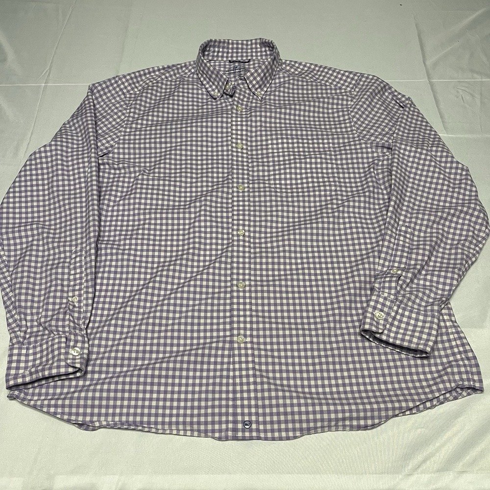 Vineyard Vines OTG Shirt Mens XL Purple Gingham Whale Button Down Performance - Picture 2 of 7